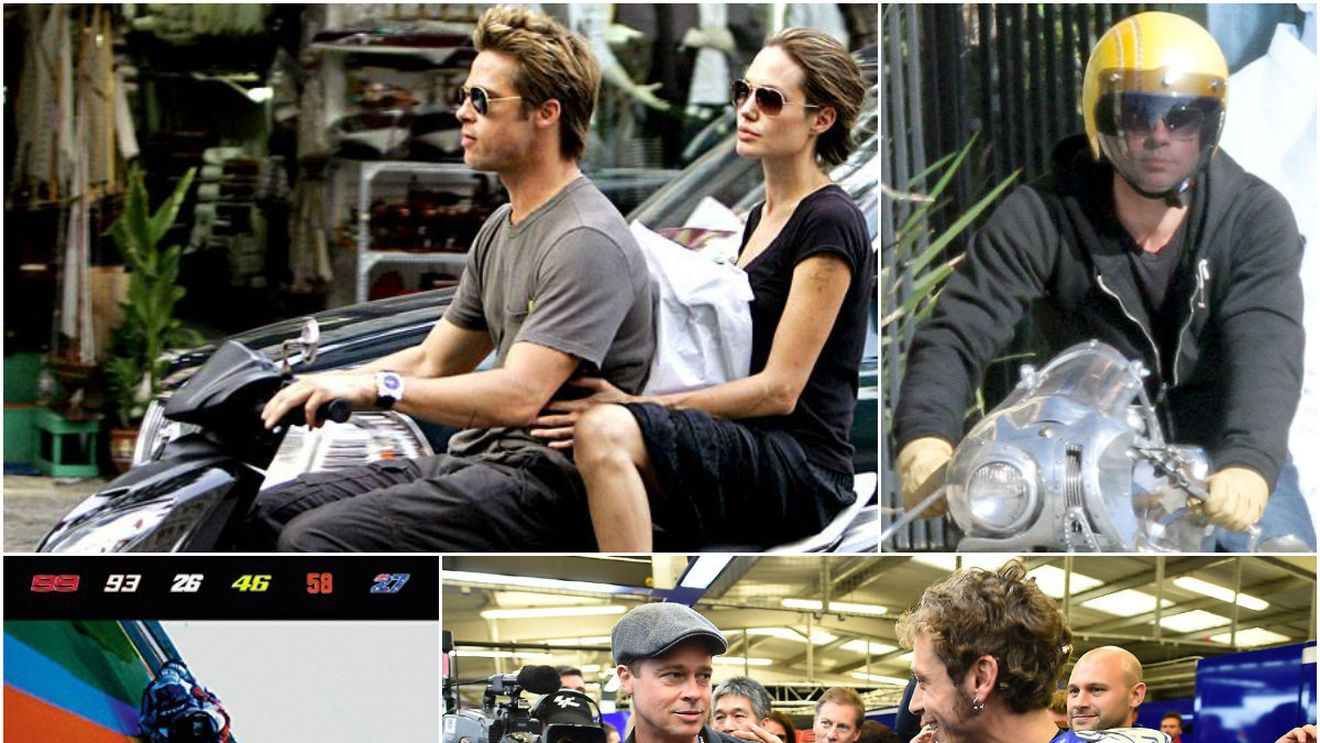 Brad Pitt se uită la MotoGP alături de Angelina Jolie: "Mereu am iubit motocicleta, dar Valentino Rossi m-a făcut să devin un maniac. Urmăresc cu soția și copiii toate cursele"
