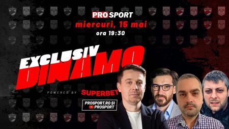 EXCLUSIV DINAMO, miercuri, în DIRECT, de la ora 19:30, cu Ion Alexandru (jurnalist Eurosport), Alexandru Brădescu (jurnalist ProSport) și Daniel Șendre