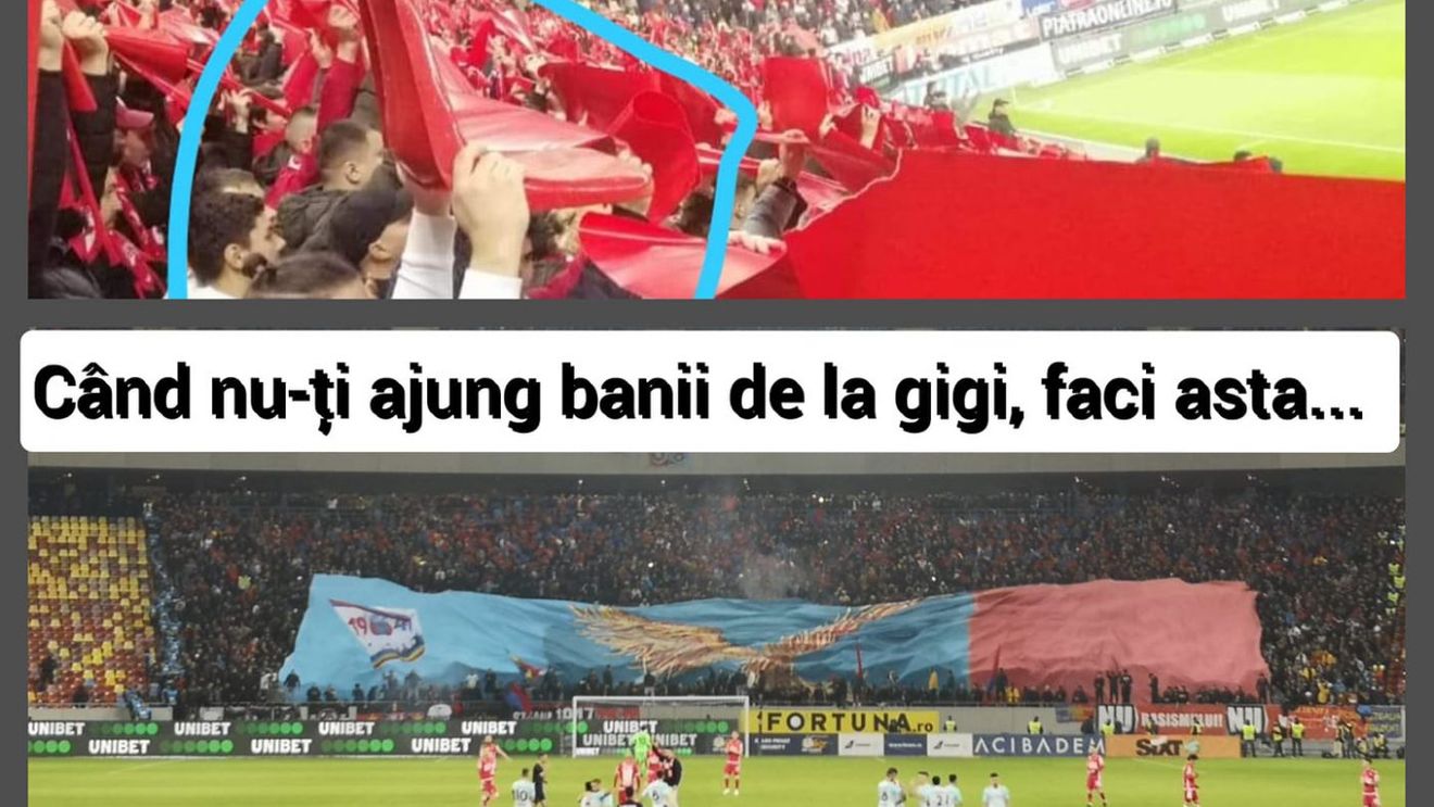Galeria dinamovistă, o nouă ironie la adresa fanilor FCSB: "Când nu-ți ajung banii de la Gigi, faci asta...Cu atât rămâne mai mult la Mustață"