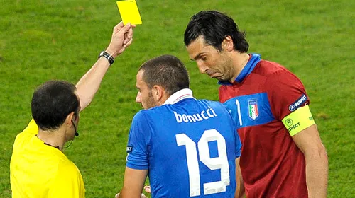 Opt italieni ratează o eventuală participare în semifinalele Euro, dacă primesc cartonașe în sferturi!** Printre ei, Buffon și De Rossi