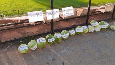 Fanii Rapidului, ironie fabuloasă la adresa echipei lui Adrian Iencsi după ce s-a făcut de râs în Cupă: „Donez varză! P.S. Nu e bună nici de murături!”. Imaginea care va deveni virală