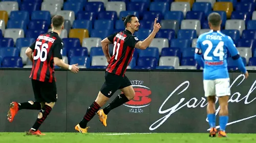 Napoli – AC Milan 1-3 | Zlatan Ibrahmovic a marcat de două ori și s-a accidentat! Ciprian Tătărușanu, din nou doar rezervă