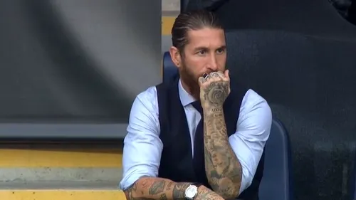 Sergio Ramos nu și-a putut ascunde nemulțumirea! Cum a fost surprins în tribune marele absent al meciului Manchester City - Real Madrid | FOTO