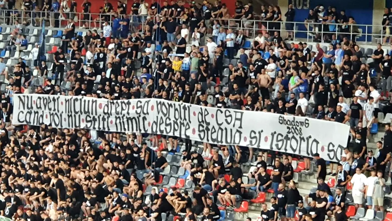 Război crâncen între galeriile FCSB și CSA Steaua, aflate pentru prima dată față în față! Atacuri dezlănțuite la Supercupa României: „Pentru noi nu existați!” / „Sclavii lui Gigi!”. FOTO