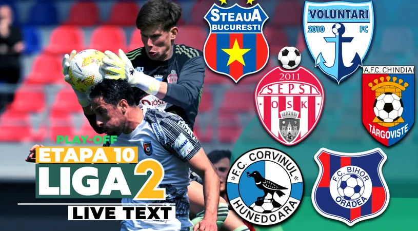 Final de play-off în Liga 2. Sepsi OSK nu câștigă contra Chindiei, dar promovează direct. FC Voluntari umilește Steaua și merge la barajul de promovare. Corvinul a remizat la ultimul meci acasă