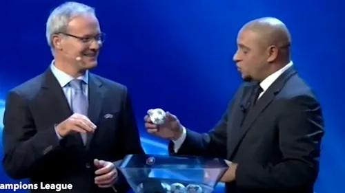 VIDEO Moment bizar la tragerea la sorți UEFA Champions League! Priviți ce face Roberto Carlos după ce extrage o bilă din bol. 