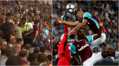 VIDEO Scene incredibile pe stadionul lui West Ham, în timpul meciului cu Astra. Un suporter a fost bătut cu bestialitate sub privirile stewarzilor. Daily Mail scrie că bărbatul agresat ar fi român