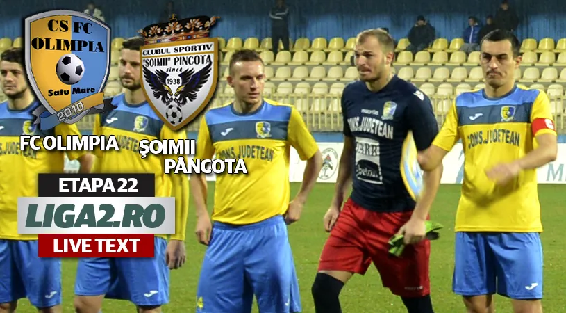 Olimpia - Șoimii Pâncota 1-1.** Sătmărenii înregistrează al șaptelea meci fără victorie și stopează și ascensiunea arădenilor către play-off