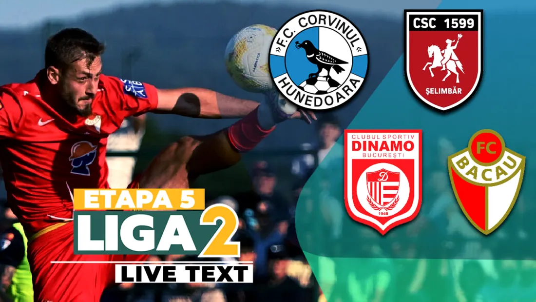 Corvinul câștigă cu emoții contra CSC Șelimbăr, după ce a fost condusă de două ori acasă. CS Dinamo și FC Bacău au remizat la Buftea