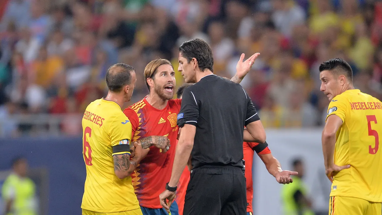 Centralul partidei i-a cerut scuze lui Sergio Ramos pentru cartonașul galben de pe Arena Națională în meciul România - Spania!