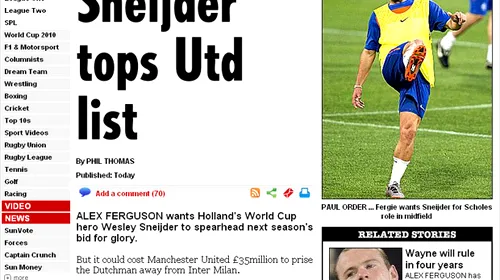 Manchester United, ofertă fabuloasă pentru Wesley Sneijder!
