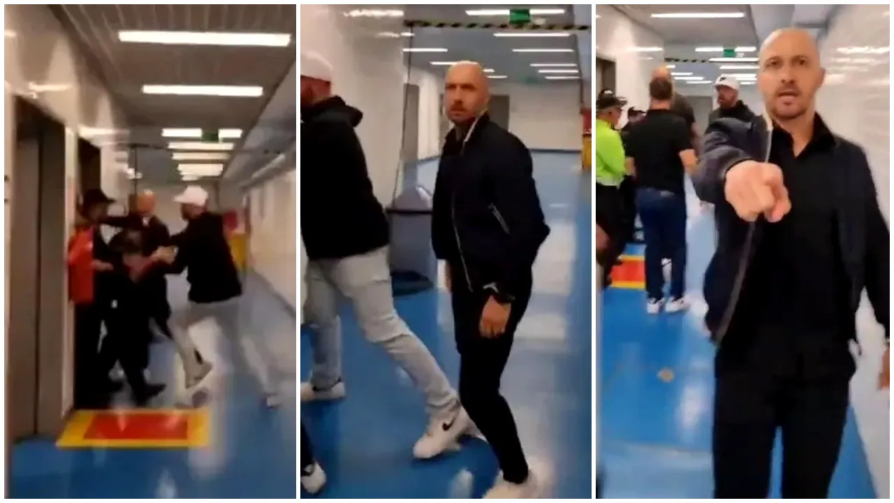 Directorul sportiv a vrut să spargă ușa arbitrilor de la camera VAR, după decizia șocantă luată de aceștia! Totul a fost filmat și oficialul a încercat să oprească înregistrarea | VIDEO