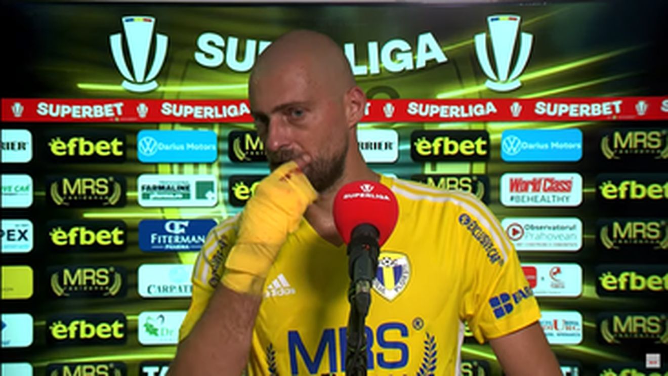 Gabriel Tamaș a apărut bandajat la interviul de după partida cu Sepsi. Cum a explicat fundașul accidentarea suferită: „Am crezut că e mai moale, dar era cam tare”