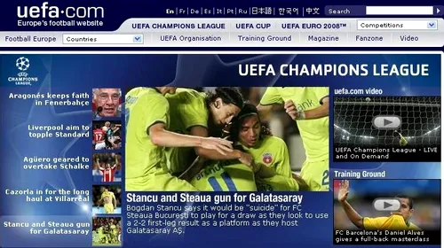 Site-ul UEFA: „Stancu și Steaua atacă Galata”