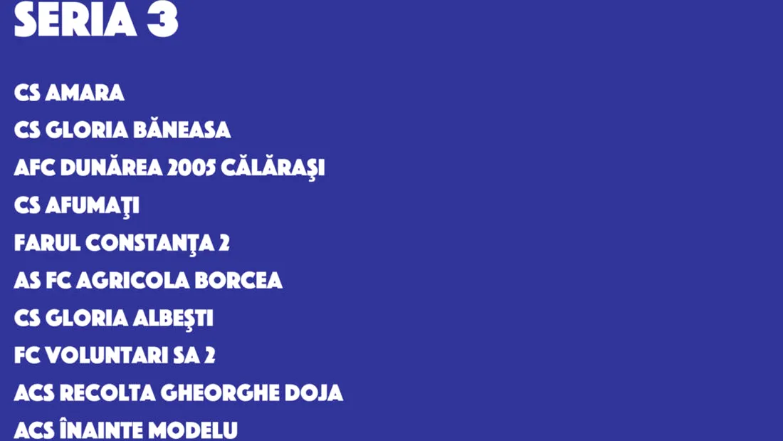 Seria 3 Liga 3 | Dunărea Călărași, CS Afumați și Farul 2 țintesc în noul sezon la play-off și promovare. Programul meciurilor