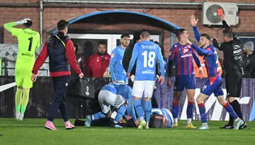 Accidentare îngrozitoare pentru Alexandru Gîț în ultimele minute ale meciului FC Voluntari – FC Bihor 2-1. Primul diagnostic pentru fundașul ilfovenilor