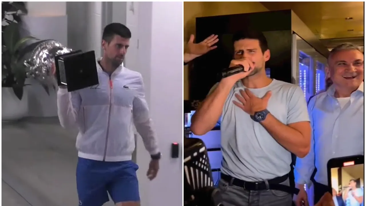 Novak Djokovic, petrecere fabuloasă în ciuda rivalilor! Sârbul și-a scos toate trofeele de la Australian Open în fața restaurantului, apoi a cântat acompaniat de acordeon | VIDEO