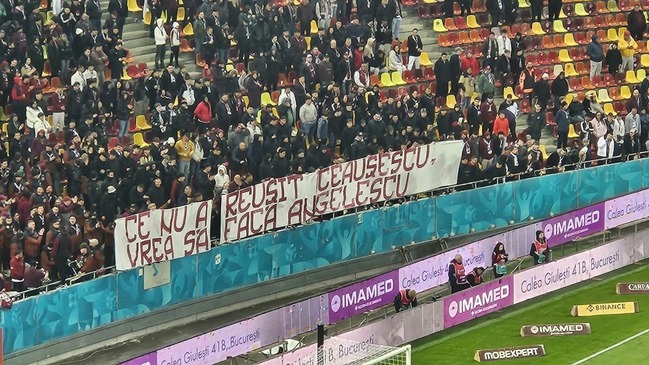 „Ce nu a reușit Ceaușescu, vrea să facă Angelescu!”. Galeria Rapidului, război total cu acționarul minoritar al clubului, la derby-ul cu Dinamo