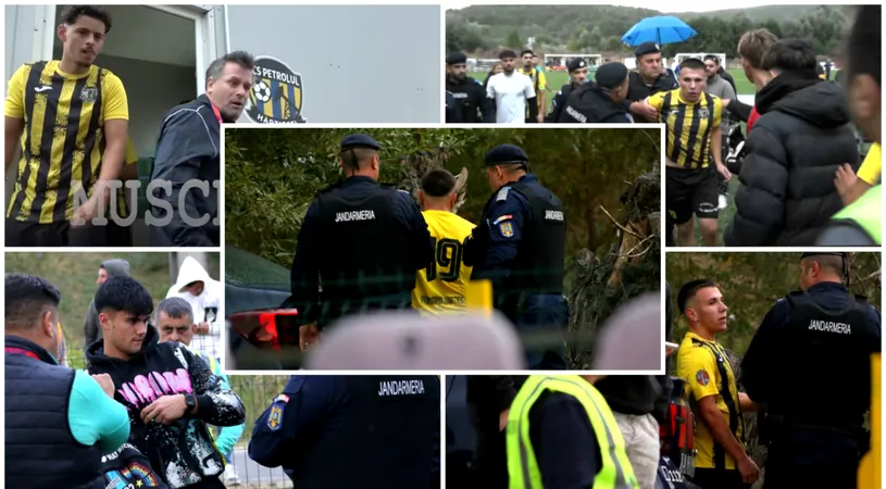 VIDEO | Bătaie între doi coechipieri la derby-ul Argeșului din Liga 3! Jandarmii au intervenit și au fost aproape să-i aplice o corecție unuia dintre ”cocoși”