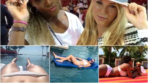 FOTO | Serena Williams și Caroline Wozniacki profită din plin de pauza competițională. Cele două au aprins imaginația tuturor bărbaților la piscină