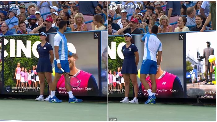 Novak Djokovic i-a trimis pupici unei spectatoare chiar în timpul meciului! Moment savuros la turneul de la Cincinnati | VIDEO