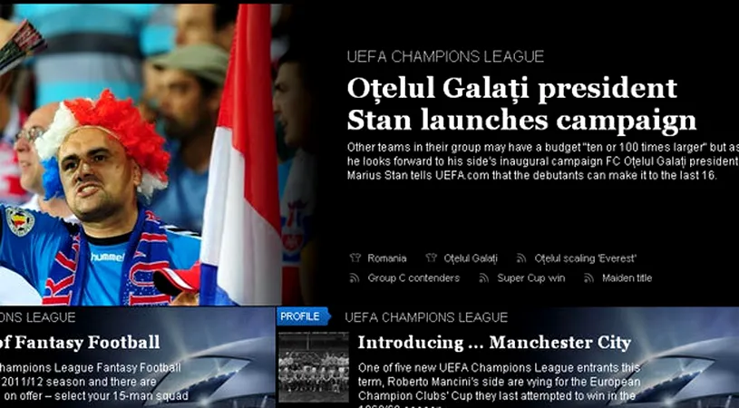 Oțelul, cap de afiș pe site-ul UEFA!** 