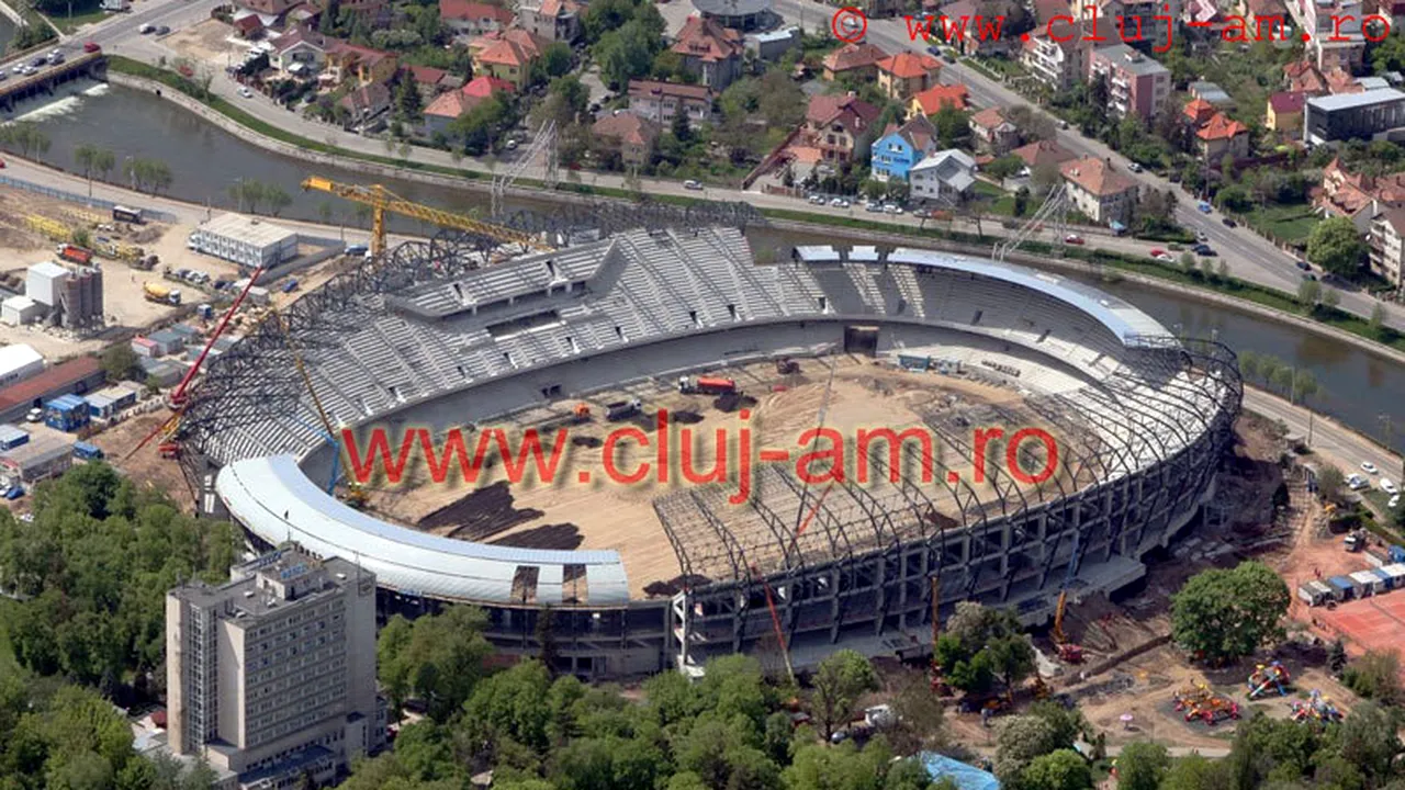 SUPER FOTO Arena din Cluj, vedere aeriană!** S-a început montarea tabelei