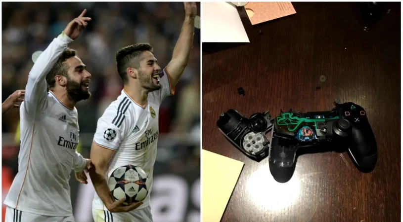 Când fotbaliștii se joacă FIFA. Carvajal de la Real Madrid a distrus un gamepad după ce a fost bătut de colegul său Isco