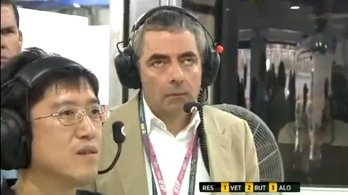 VIDEO** Să râdem cu Mr. Bean! :) Ce fețe a făcut actorul când Hamilton și Massa s-au ciocnit