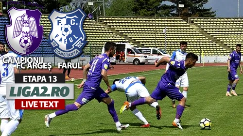 Remiză cu goluri după faze de cascadorii râsului! Campionii FC Argeș și Farul termină la egalitate. Ionuț Badea obține un punct la revenirea în Trivale