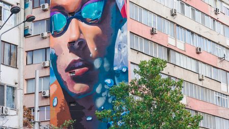 Povestea desenului întins pe 9 etaje de bloc în care apare campionul David Popovici! „A fost de acord și ne-a livrat mesajul care apare pe muralul pictat”. Câte zeci de kilograme de vopsea și cîte sute de spray-uri s-au folosit | GALERIE FOTO