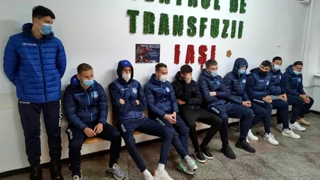 Fotbaliștii Politehnicii Iași au donat sânge înainte de intrarea în vacanță! ”E un gest de normalitate, pe care ar trebui să-l facem mai mulți, mai des. Donăm sânge, donăm viață”