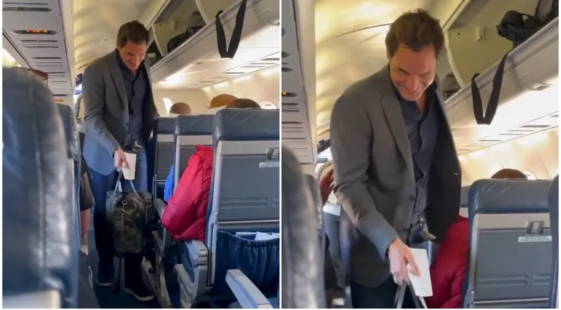 Ce a putut face Roger Federer în avion, înaintea venirii în România! Maestrul elvețian, așa cum nu a mai fost văzut: a zburat la clasa economic | VIDEO
