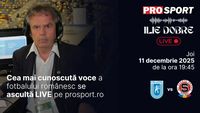 Ilie Dobre comentează LIVE pe ProSport.ro meciul Universitatea Craiova – Sparta Praga, joi, 11 decembrie 2025, de la ora 19:45