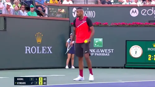 Moment incredibil la meciul Rafael Nadal - Nick Kyrgios de la Indian Wells! Ce a putut spune australianul, chiar pe teren, despre un celebru actor de la Hollywood care se afla în tribune | VIDEO