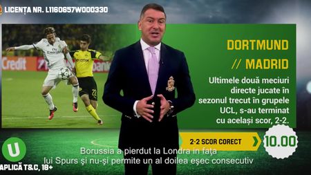 (P) Dortmund - Madrid si Paris SG - Bayern - ponturi la pariuri online