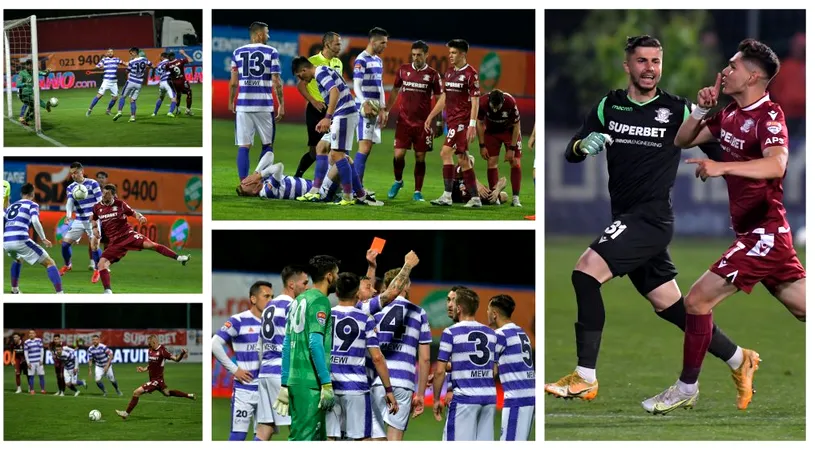 Rapid e cu un picior în Liga 1! Nocturna s-a ”stins” pentru ASU Poli la Buftea, după ce a avut un eliminat dintr-o greșeală de arbitraj