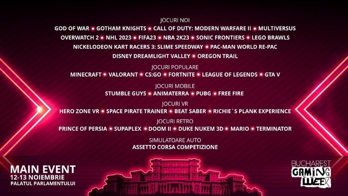 Au fost dezvăluite jocurile video ce vor putea fi văzute la Bucharest Gaming Week 2022