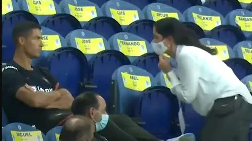 Cristiano Ronaldo nu purta masca în tribună! O femeie s-a apropiat şi i-a atras atenţia. Cum a reacţionat starul Portugaliei. VIDEO