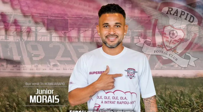 Rapid a anunțat și transferul lui Junior Morais! Fundașul a uitat deja de FCSB: „Abia aștept să îi ascult pe suporteri! Sunt cei mai buni!”