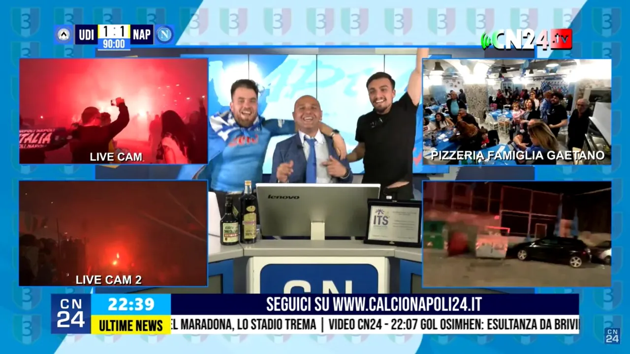 Imagini impresionante după ce Napoli a câștigat titlul în Italia! Lacrimi în studioul TV și fiesta pe stadionul de sub Vezuviu: „È finita! Mamma mia!” | VIDEO & FOTO