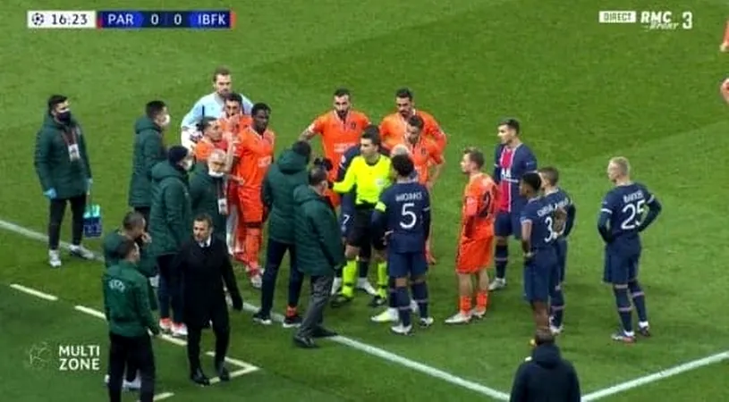 Scandal uriaș la PSG - Istanbul Basaksehir, din Liga Campionilor! Sebastian Colțescu l-a făcut „negru” pe Pierre Webo, iar jucătorii au ieșit de pe teren de supărare | VIDEO