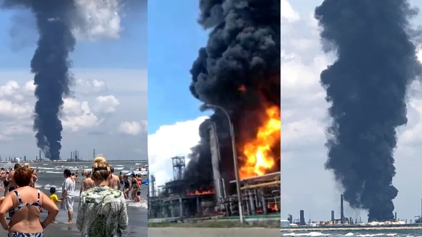 VIDEO / Explozie puternică la Rafinăria Petromidia din Năvodari: nor gros de fum pe litoral. Turiștii au fost avertizați să plece