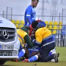 VIDEO | Ghinionistul anului în fotbalul românesc. A fost dus cu ambulanța la spital pentru a doua etapă la rând