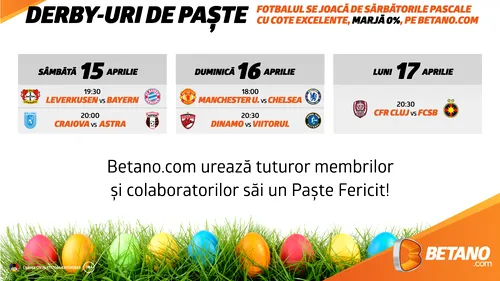 (P) Derby-urile de Paște sunt pe Betano.com