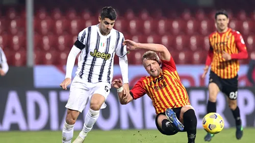 Juventus, remiză la Benevento! Alvaro Morata, gol și eliminare directă pentru proteste! VIDEO
