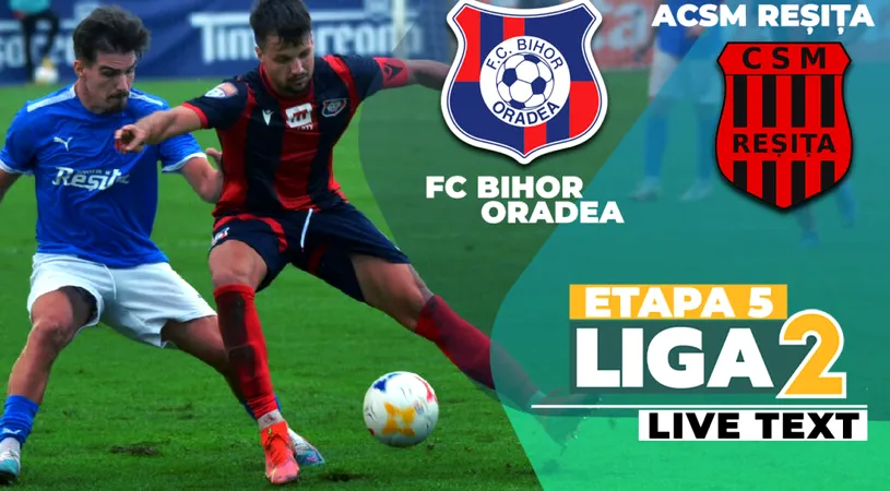 ACSM Reșița bate a doua oară în trei zile FC Bihor, în Cupă și Liga 2! Orădenii au condus de fiecare dată, iar bănățenii au dat câte trei goluri