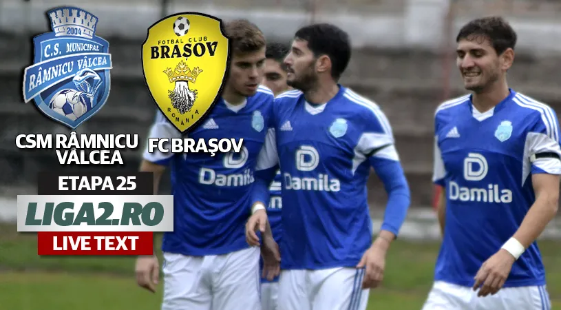 CSM Râmnicu Vâlcea - FC Brașov 0-0.** Remiza care amână calificare în play-off până în ultima etapă. Manole a ratat incredibil în ultimul minut