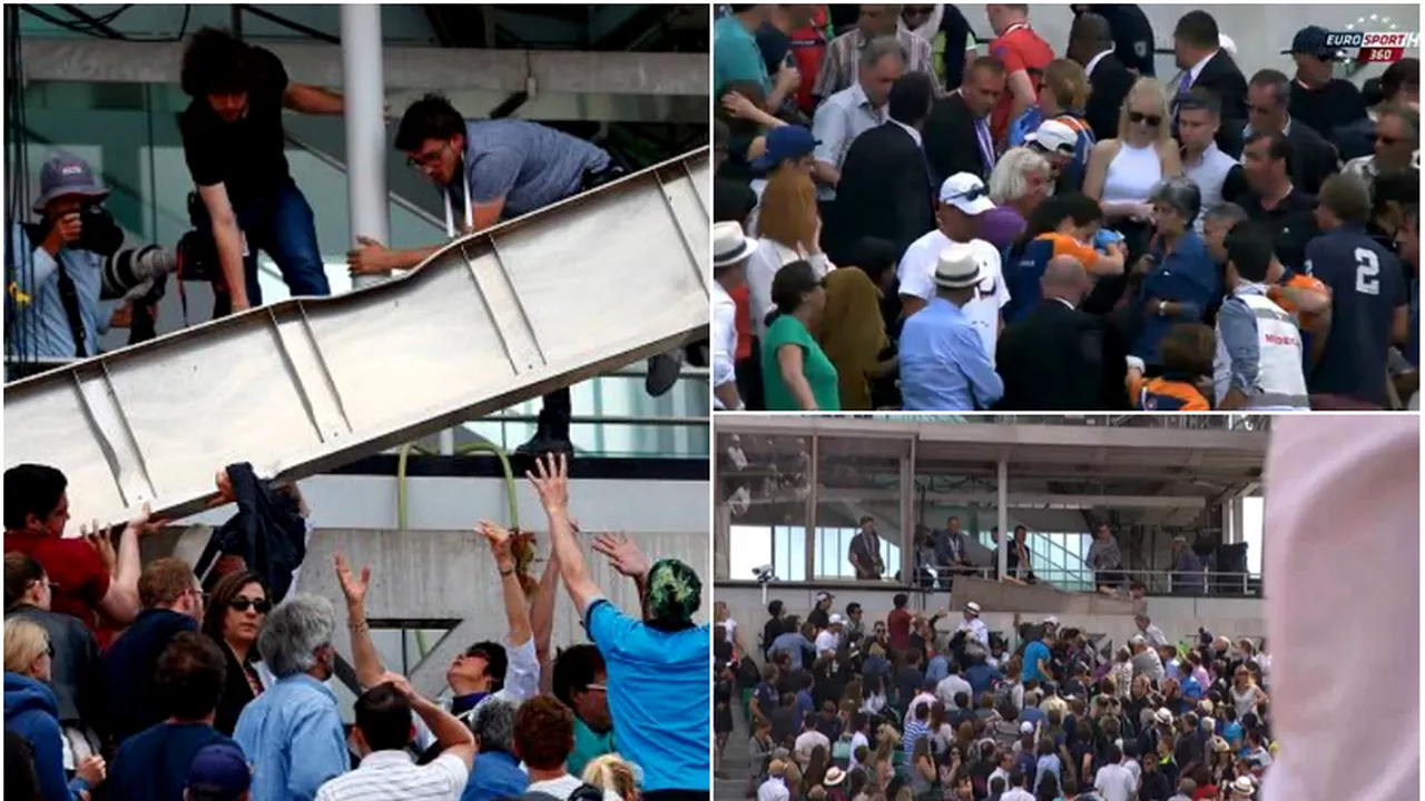 Panică la Roland Garros! O parte din acoperișul centralului s-a prăbușit peste spectatori. Meciul Tsonga - Nishikori, suspendat | FOTO și VIDEO