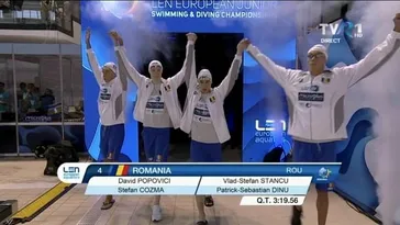 Aur pentru România! David Popovici & Co, o nouă prestație fabuloasă: campioni europeni la ștafetă 4x100m liber!